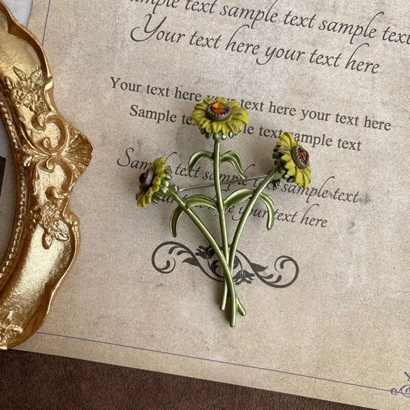 Broche Vintage Fleur Émaillée