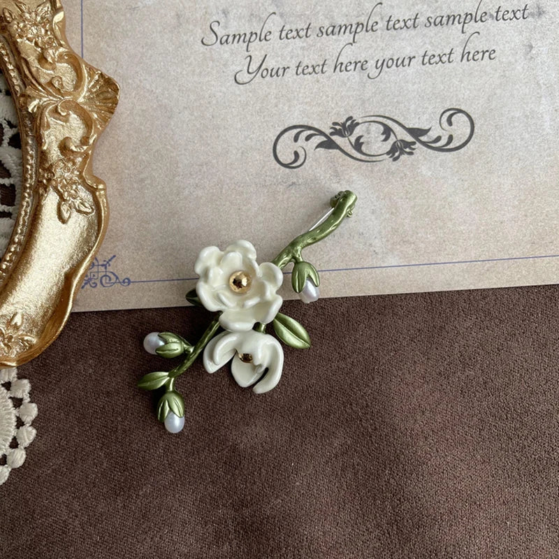 Broche Vintage Fleur Émaillée