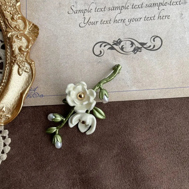 Broche Vintage Fleur Émaillée